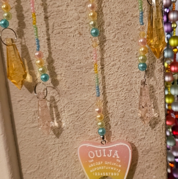 Ouija pastel pearl and crystal horseshoe suncatcher. One of a kind. - Picture 2 of 16